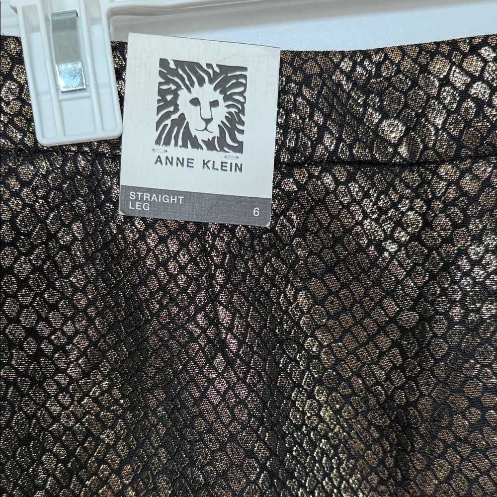 NEW Anne Klein Gold Straight Leg Trousers Sz 6 - Picture 11 of 11